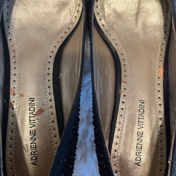 Adrienne Vittadini Pippi Rhinestone Peep Toe Black Platform Heels, size 7 1/2 - Picture 7 of 7